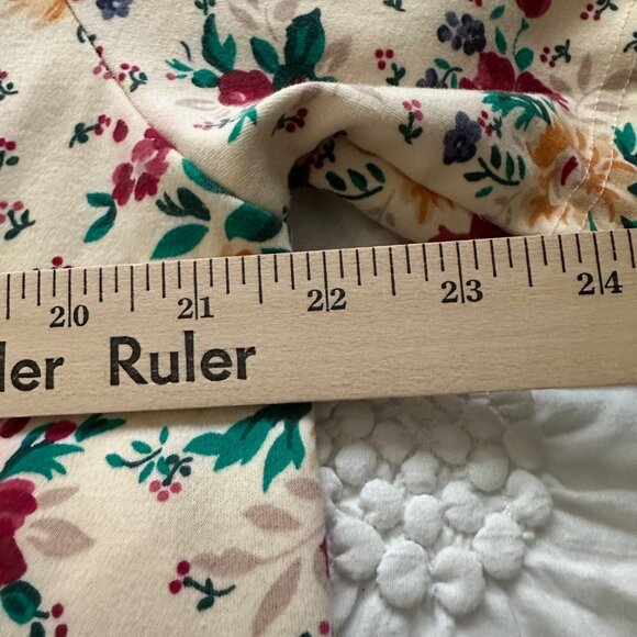 Lands End Womens Floral Cotton Short Sleeve Top XL Cream Multicolor Cottagecore - Picture 5 of 6